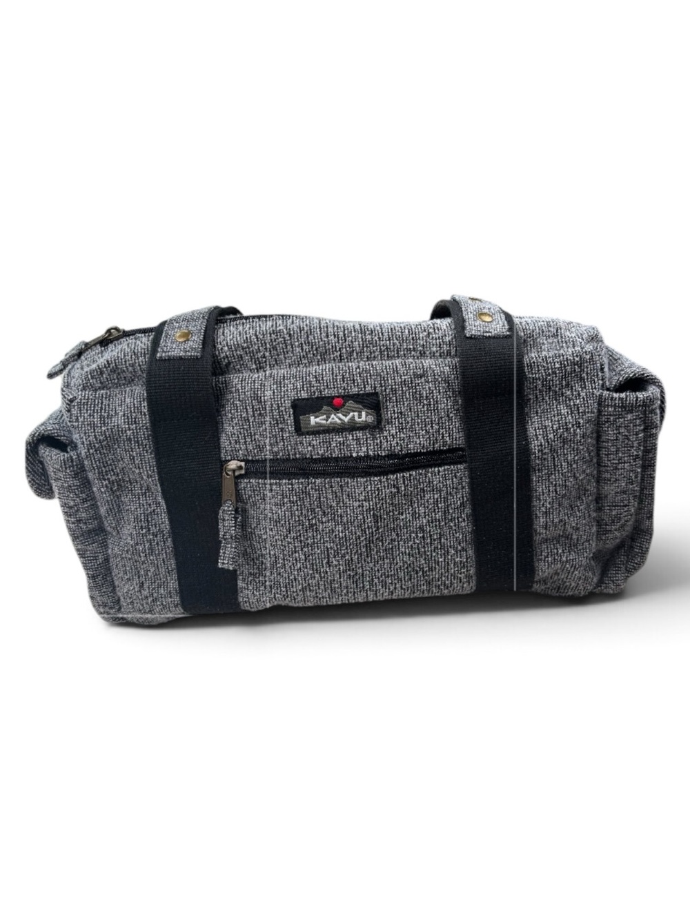 Kavu Gray Heather Shoulder Bag / Small Duffel Bag with Black Webbing - Picture 14 of 15